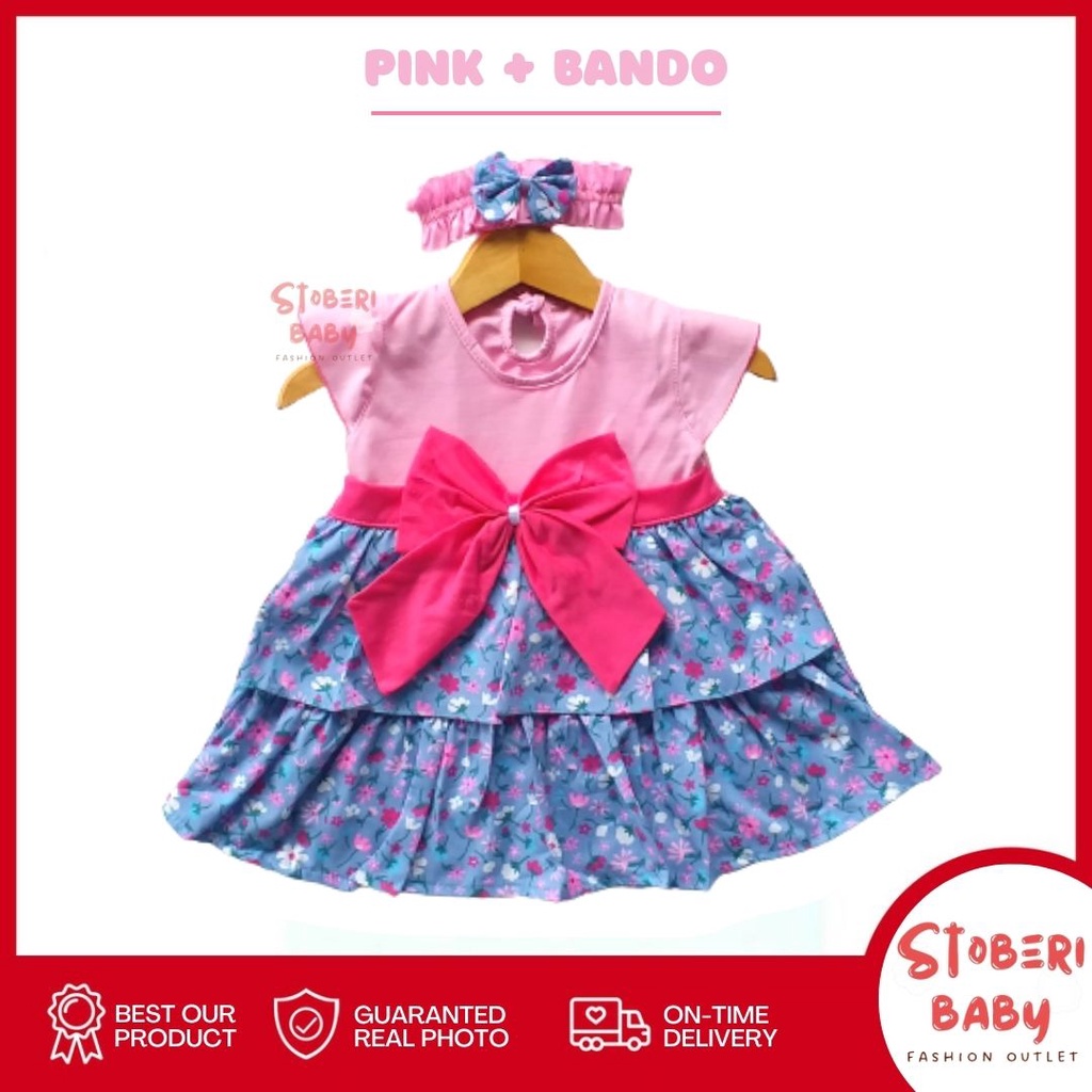 PUNCAK 3.3 stoberi baby - (EXCLUSIVE ON PUNCAK 3.3 stoberi BABY) Dress Bayi Motif Animal Lucu Baju Bayi Perempuan / QIU2 RIBBON FLOWER