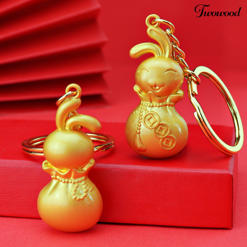 Twowood Rabbit Key Chain Kartun Gaya China Tiga Dimensi Serba Guna Realistis Look Hias Hadiah2023Musim Semi Festival Kelinci Lucu Tempat Gantungan Kunci Mobil Untuk Liburan