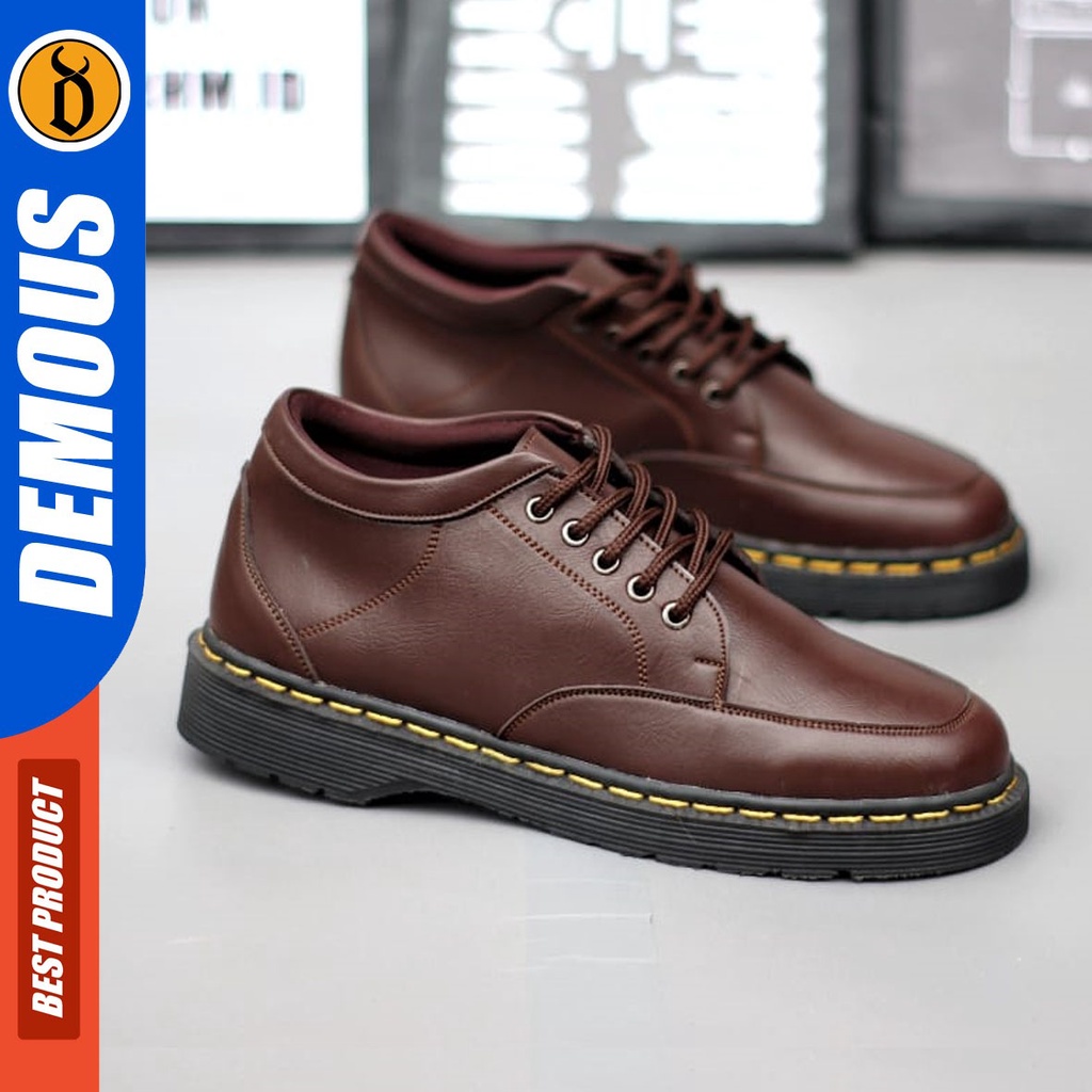 DEMOUS Vegit - Sepatu Loafers Docmart Formal Pantofel Kerja Pria Hitam