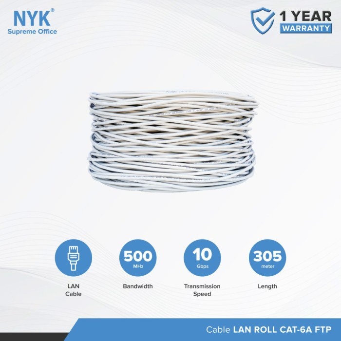 Cable LAN FTP NYK CAT 6 6A ROLL 305 METER