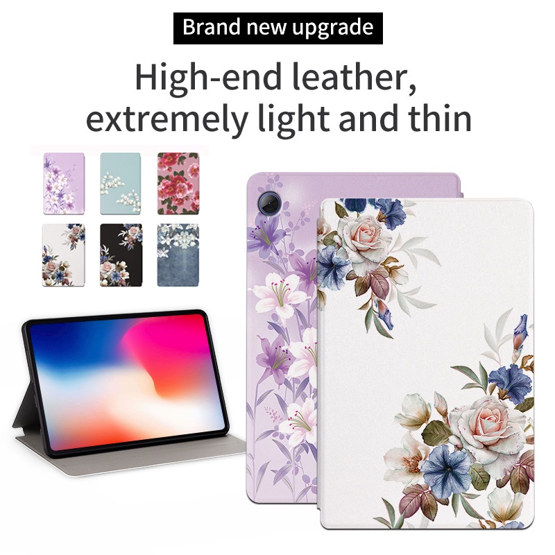 Untuk Huawei MatePad 10.4 SE (2022) AGS5-L09 AGS5-W09 Mate Pad SE 10.4-inci Casing Fashion Mekar Bunga Cantik Tablet Pelindung Case Flip Book Stand PU Leather Cover