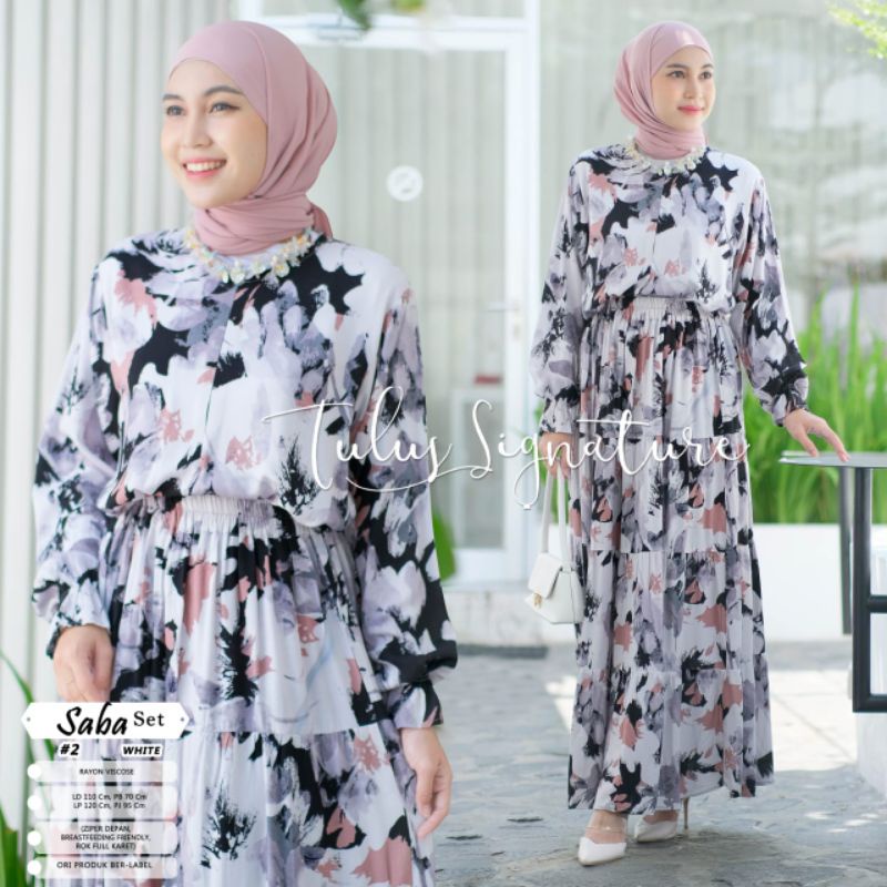 SABA SET #2 BY TULUS SIGNATURE / ONESET WANITA MUSLIMAH / Setelan rok motif premium