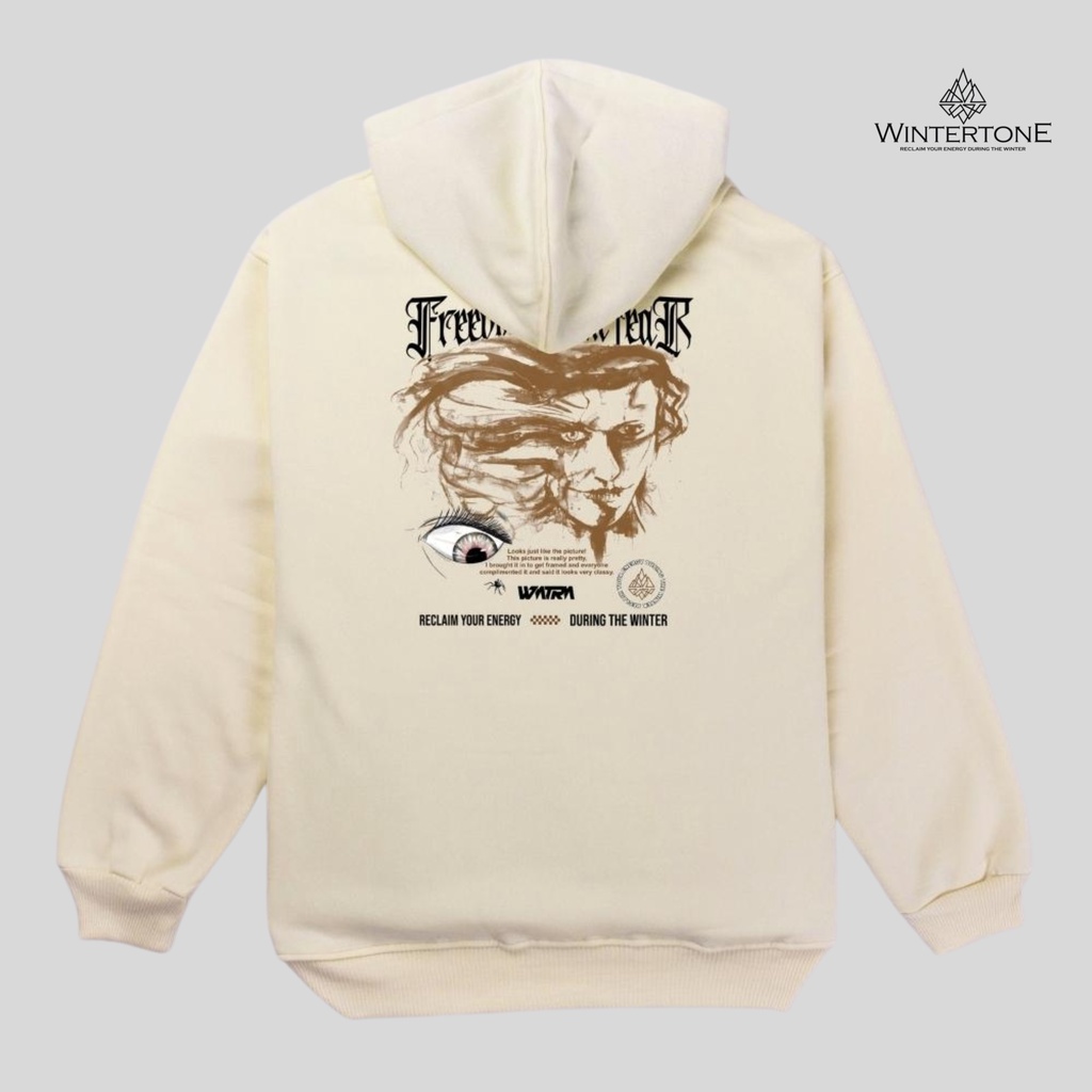 Sweater Pria Hoodie Distro Pullover Cream WINTERTONE Lokal Brand WNTRN Streetwear Series 5 Premium Fleece Cotton Tebal Unisex