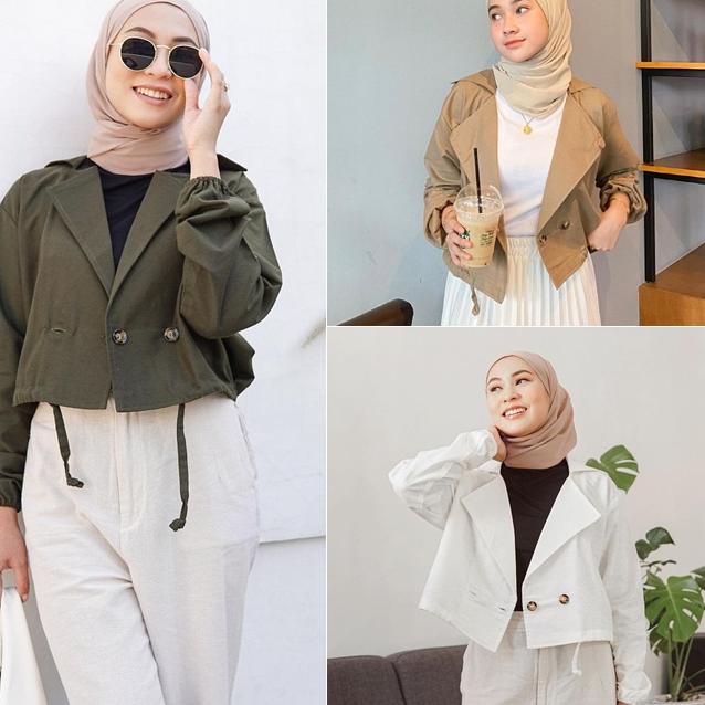 Terlaris BLAZER WANITA KOREA - ADARA BLAZER POLOS LINEN RAMI TALI DEPAN AKTIF - BLAZER CROP WANITA '