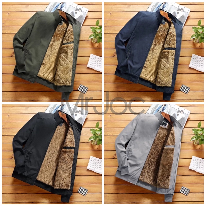Jaket Pria Kasual Mantel Bulu