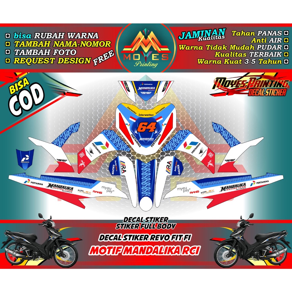 Decal Full Body Honda Revo Fi Fi Motif Mandalika Custom Variasi