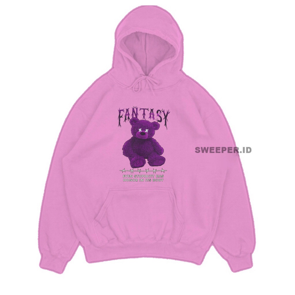 SWEATER HOODIE MOTIF BEAR FANTASY PRIA &amp; WANITA BAHAN FLEECE