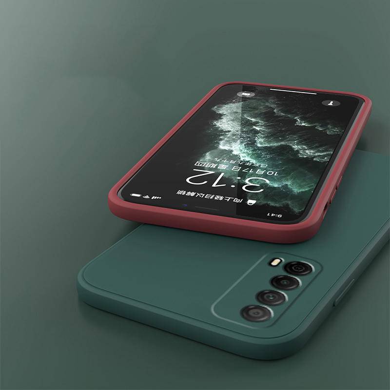 Casing Silikon Cair Baru Untuk Huawei Y7a P smart 2021kamera Pelindung Penutup Belakang Tepi Lurus