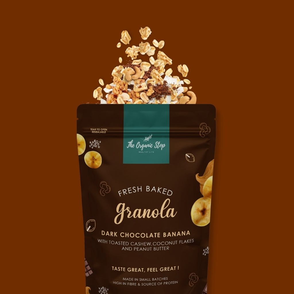 

TheOrganicStop Dark Chocolate Banana Granola Sereal Makanan Sehat 75gr