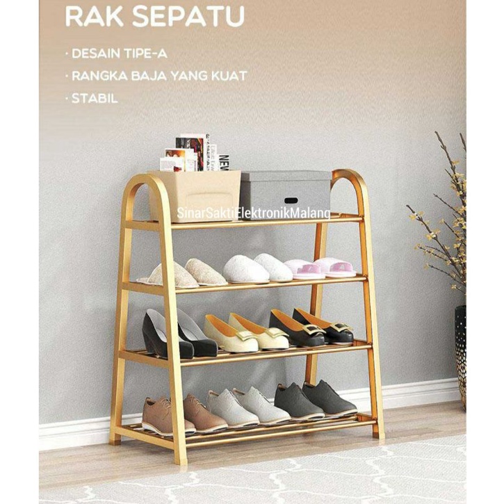 Samono Rak Sepatu 4 Susun Shoe Rack Tipe A Besi Serbaguna Portable Anti Karat