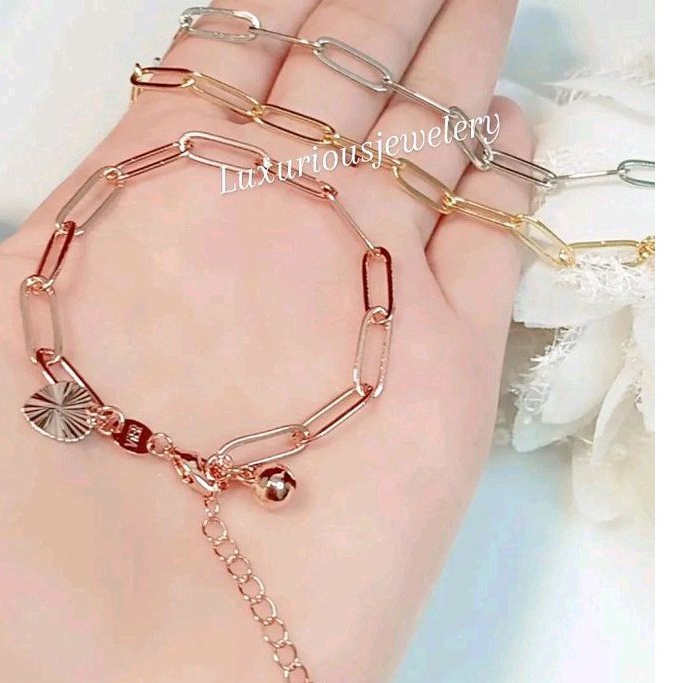 Kalung /gelang paperclip Rhodium premium Quality