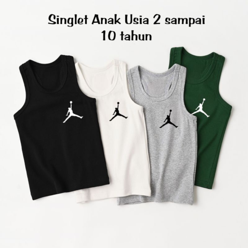 Singlet Anak Jodan Tanktop Anak Baju dalam Anak Katun Asli Ideal Untuk Anak Usia 2-10th