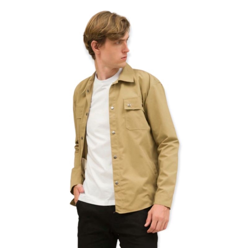 Jaket Parka Outer Jacket Pria Semi Parka Warna Cream