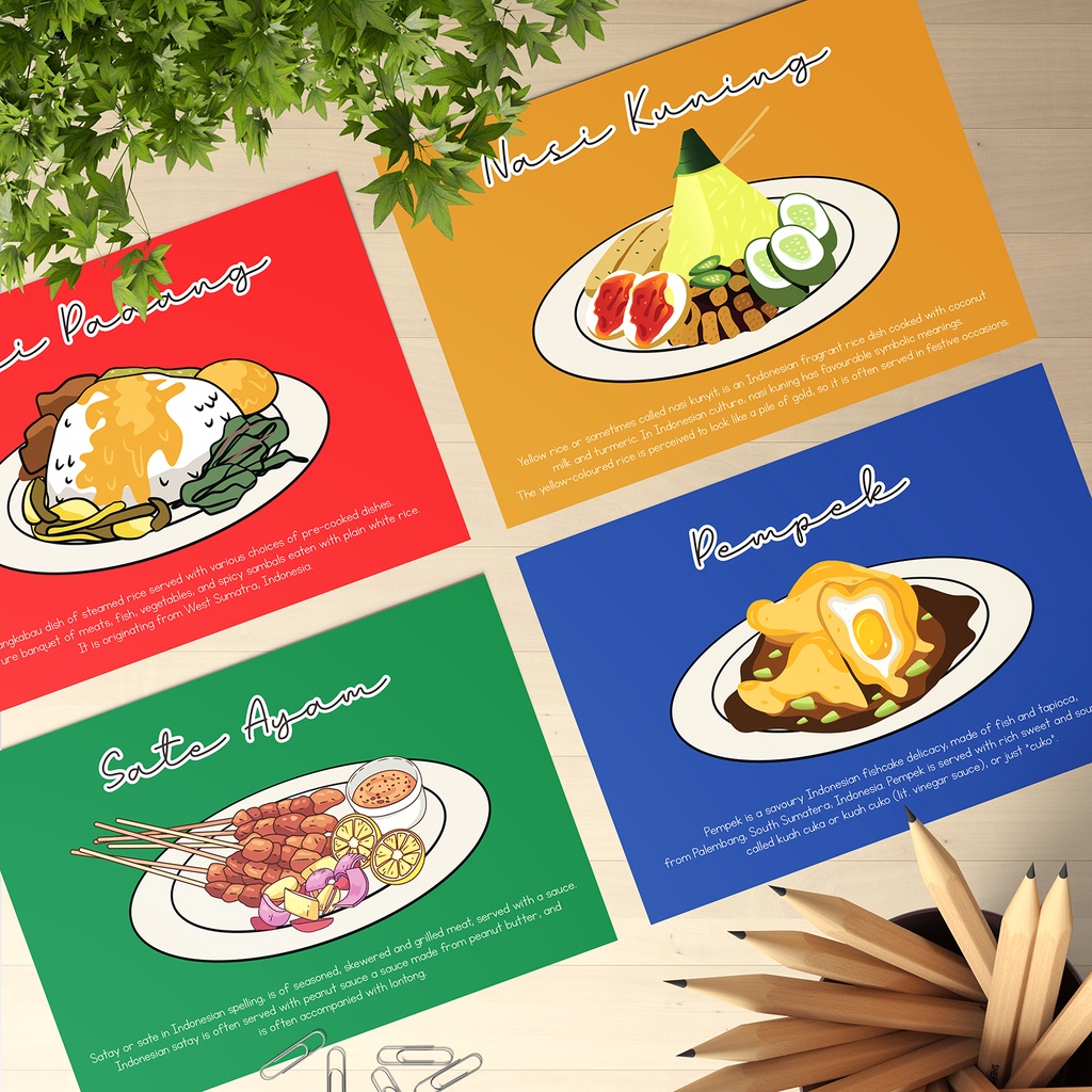 

Postcard/ Kartu Pos Makanan Indonesia Seri 3 ( 1 set 4 postcard )