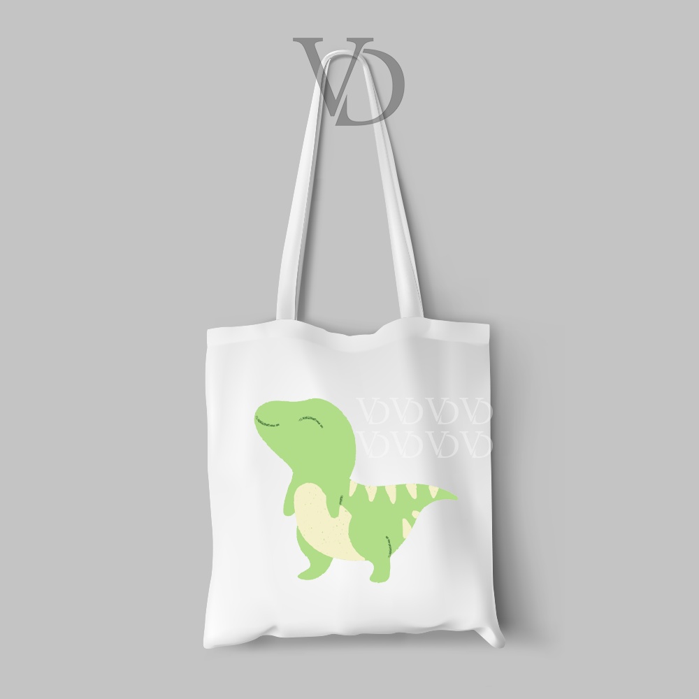 tote bag kanvas cute motif dinosaurus baby dino edisi 1