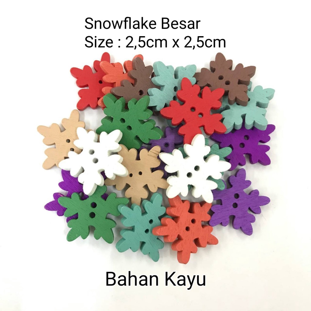 1 PC – SNOWFLAKE KAYU | ORNAMEN NATAL | HIASAN NATAL | KANCING NATAL KAYU