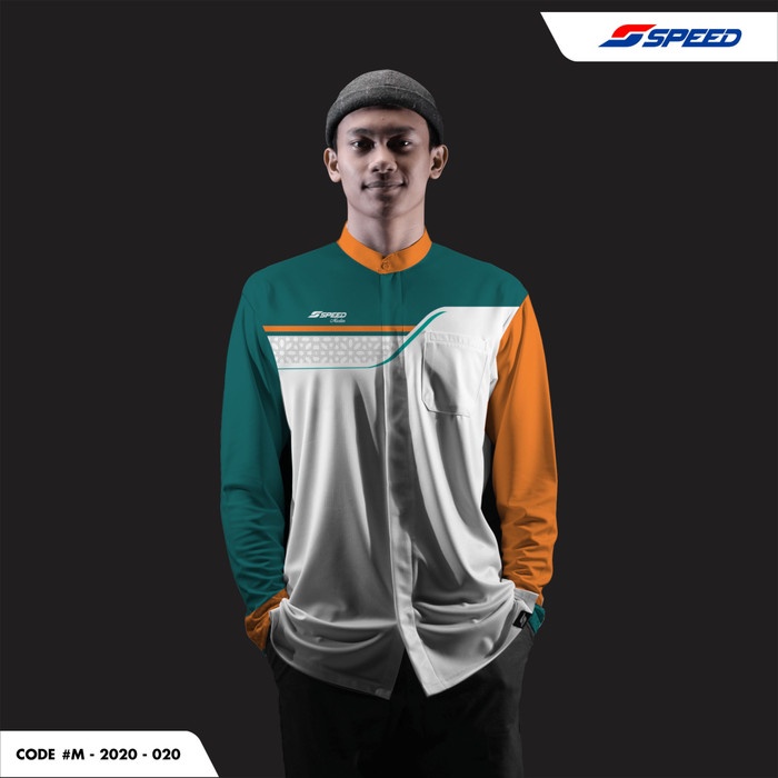 {FamilyStore} Baju Kemeja Muslim Koko Speed Jersey M-020 - LENGAN PENDEK S Limited