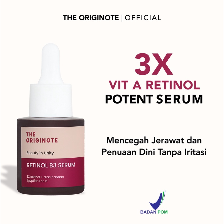 The Originote Retinol B3 Serum 20ml - Serum Anti Aging Menyamarkan Garis Halus Meratakan Warna Kulit Merawat Kulit
