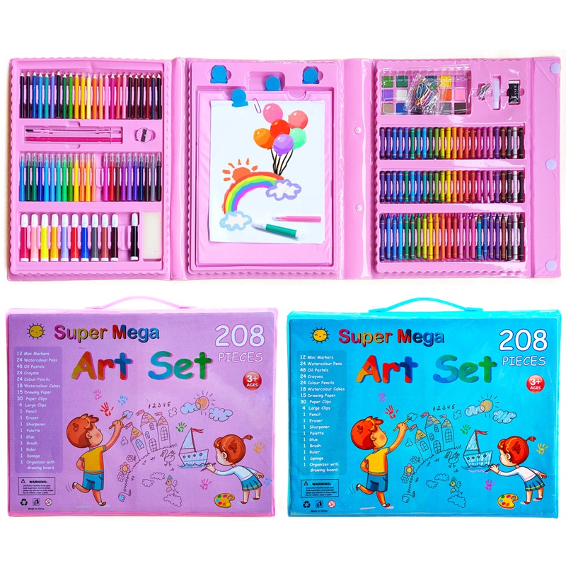 Crayon Anak Pengasah 208pcs Set Alat Menggambar Melukis Anak-anak Crayon Cat Air Pensil