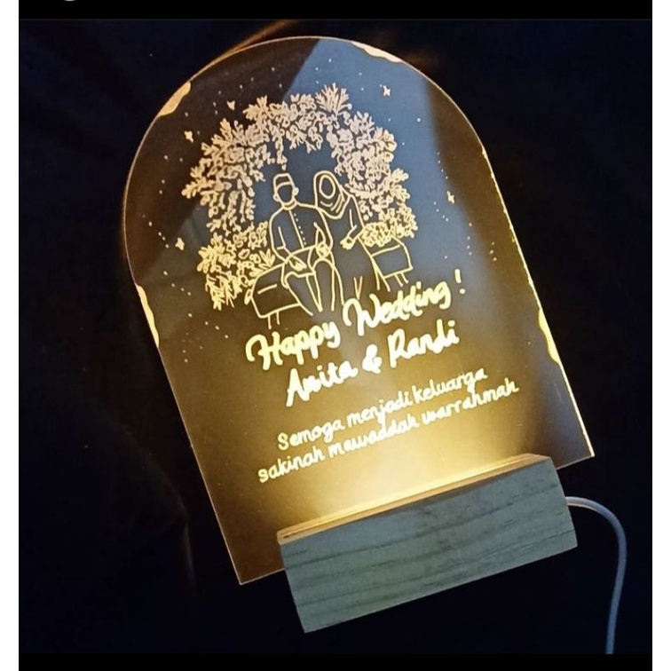 Custom Akrilik LED lampu tidur kado wisuda