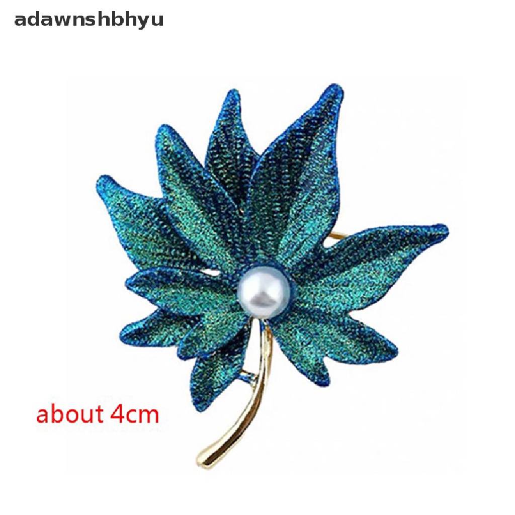 Adawnshbhyu Pin Bros Daun Maple Kristal Dengan Mutiara Palsu Wanita Lapel Pin Girl Decor ID