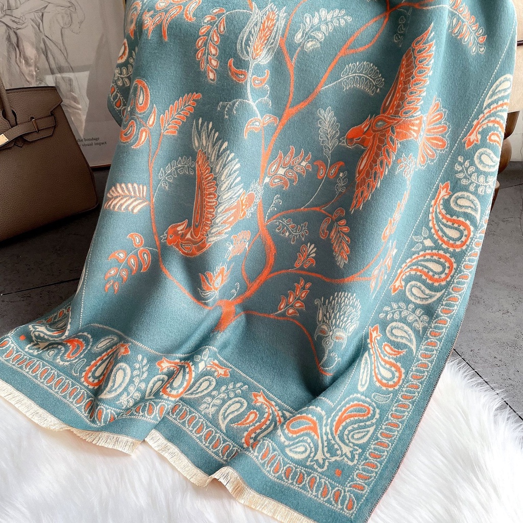 Aster Syal Scarf Shawl Elegan Motif Import Cashmere