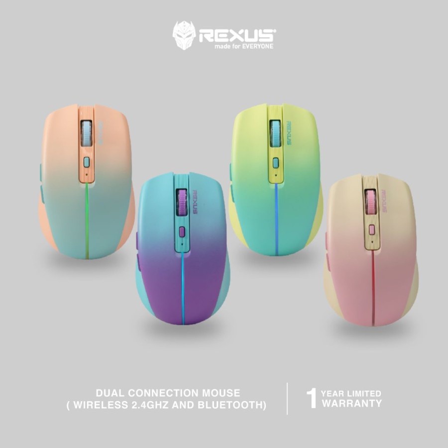 Rexus QB200 Wireless Dual Connection Mouse Bluetooth + USB Dongle