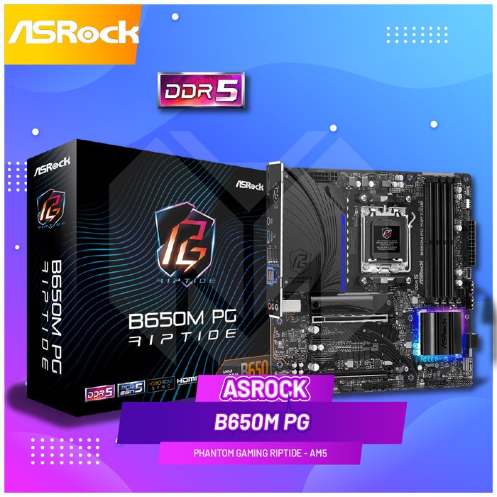 Jual Asrock B650M PG Phantom Gaming Riptide AMD AM5 B650 DDR5 ...