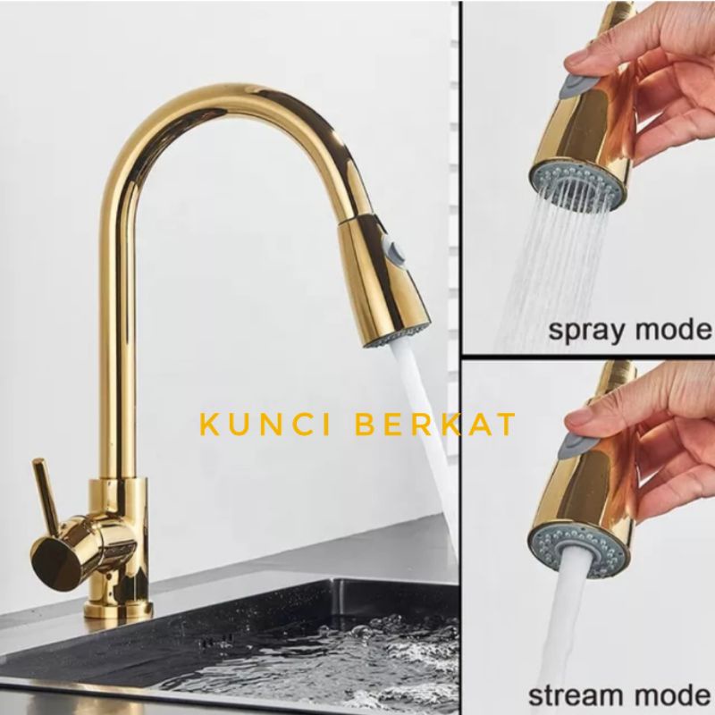 Kran Angsa Tarik Gold/Kran Kitchen Sink Gold/Emas/Keran Air/Kran Cuci Piring