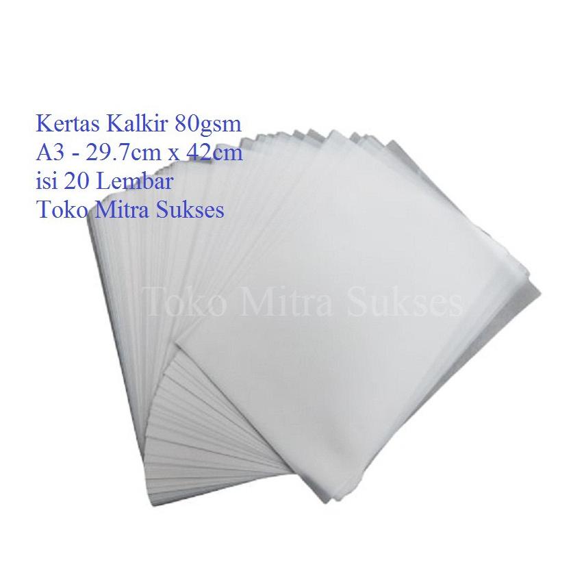 

20 LEMBAR KERTAS KALKIR A3 80GSM - 29.7CM X 42CM TERLARISS...,,,,,