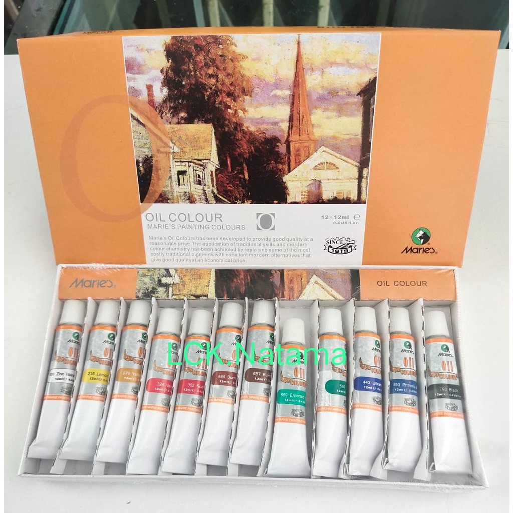 

MARIES Painting Colours Oil Colour 12ml 12 colour color cat minyak lukis nimbul melukis nimbul warna coloring colouring color warna menggambar mewarnai kertas gambar bisa untuk kado