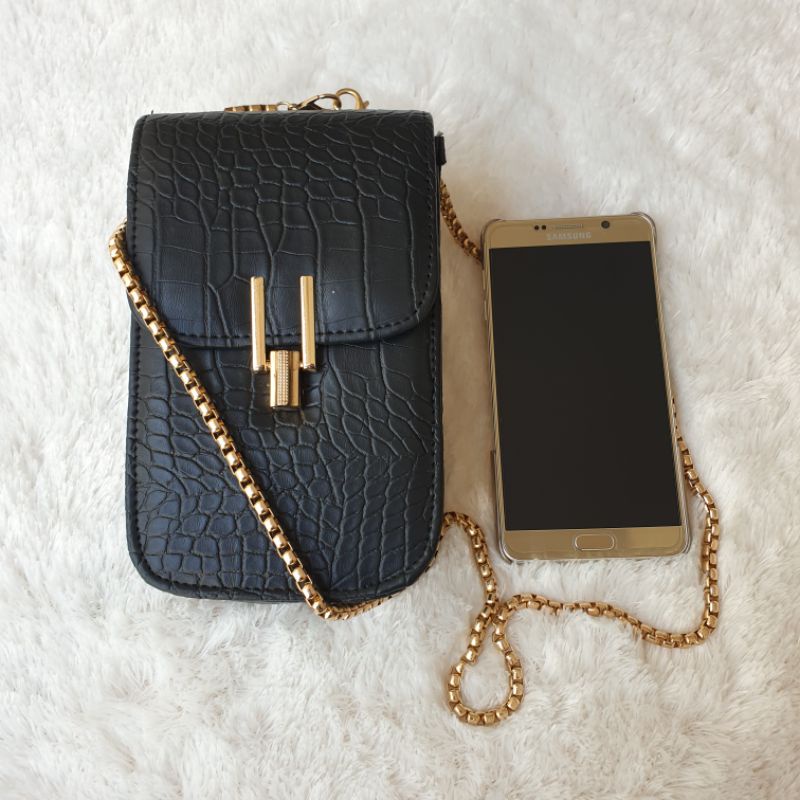 Glow Tas Selempang Wanita Hp Tali Rantai Embose Croco Slingbag Cewek Hape Perempuan 6316