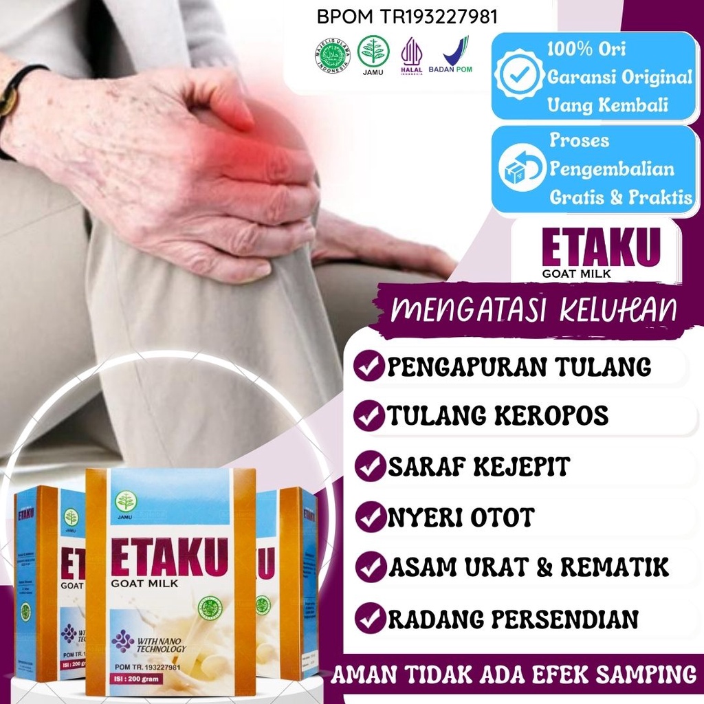 

Obat Pengapuran Tulang Sakit Lutut Tulang Keropos Asam Urat Dan Rematik Nyeri Sendi Saraf Kejepit Penyembuhan Patah Tulang Susu Kambing Etawa