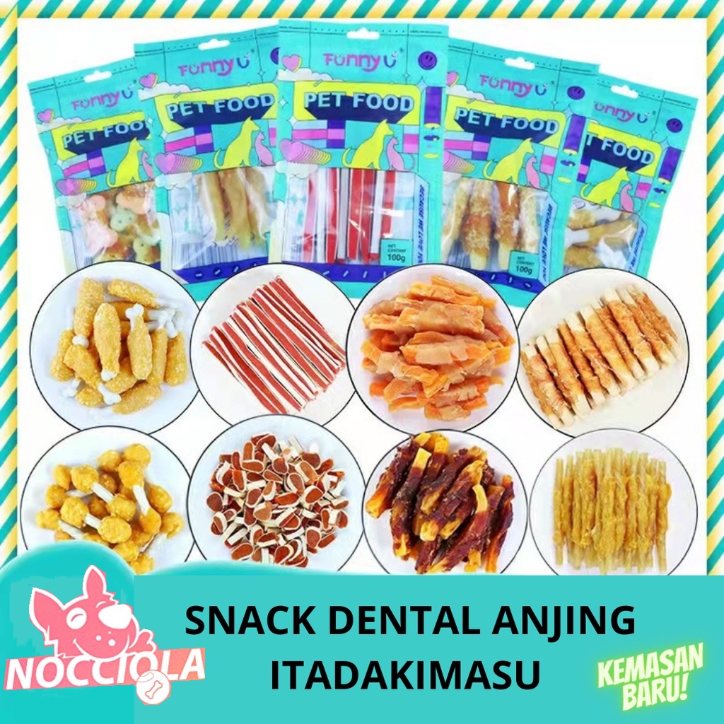 Snack Anjing Treat Stick Cemilan Sehat Dari Daging Segar / Doggy Dog Snack Itadakimasu Dental Stick Chicken Beef