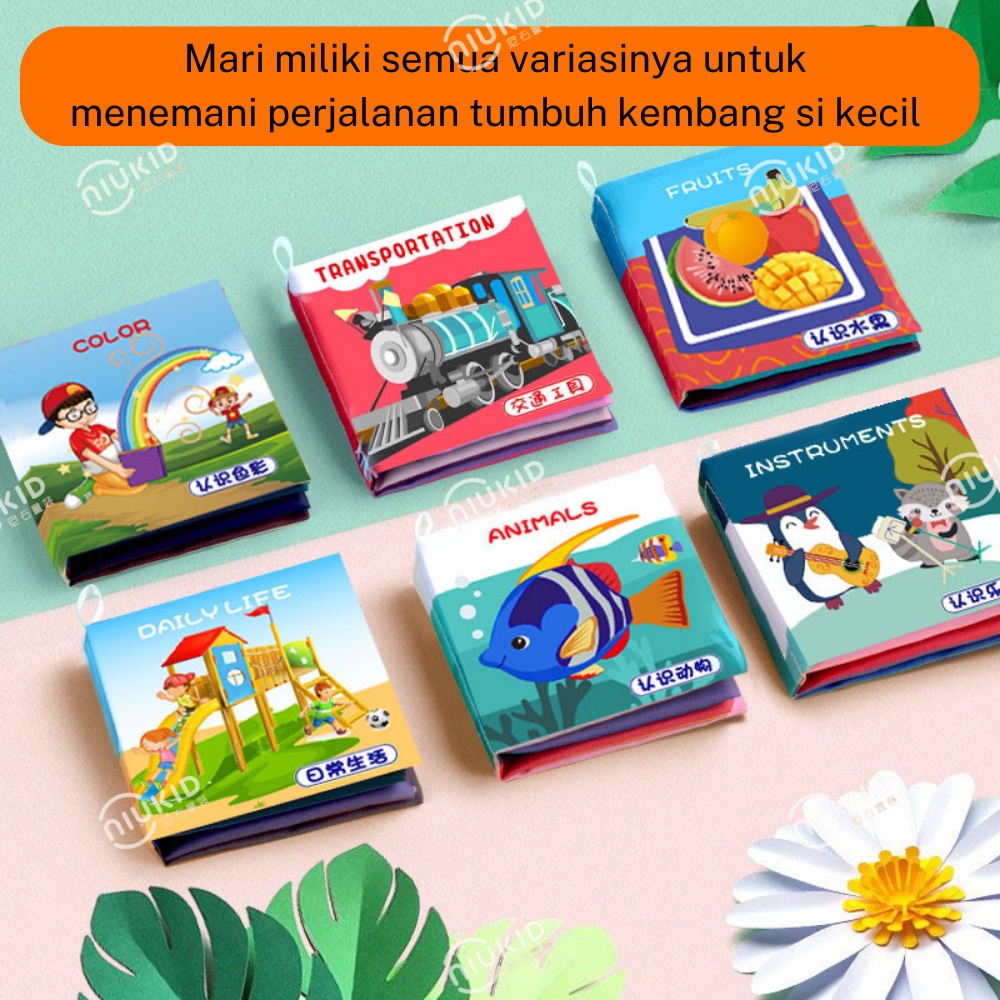 NIUKID BUKU BAYI KAIN PENDIDIKAN KARTUN BUKU BANTAL ANAK BABY CLOTH BOOK