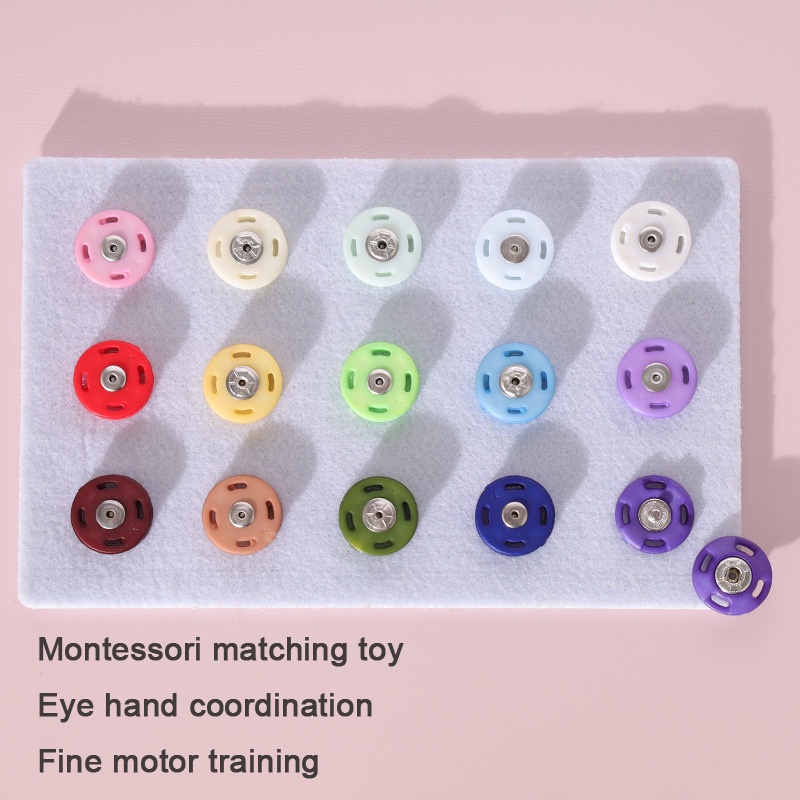 Montessori Snap Button Color Match Mainan Korek Mata Tangan Koordinasi Snap Fastener Halus Motor Game Mainan Edukasi Dini