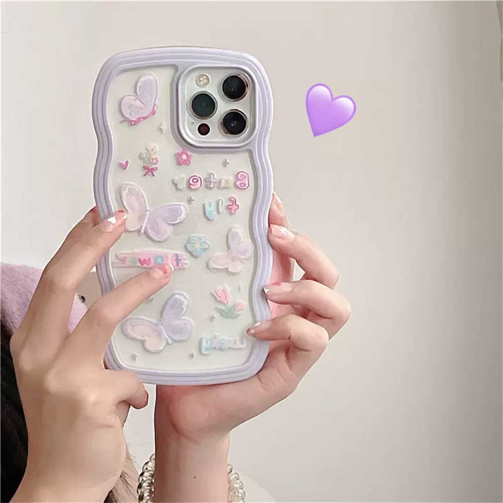 Realme 10 C33 C30 C31 C35 C21Y C25Y RealmeC11 C25 C17 C15 C12 C3 C2 Realme 7i 5 5i 6i 7 Pro Doodle Kupu Bunga Tepi Gelombang TPU Phone Case Cover