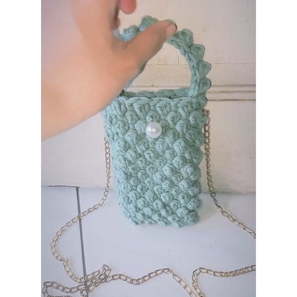 Korean crochet phone bag / tas rajut hp korea / tas handmade / dompet rajut / tas hp / dompet hp