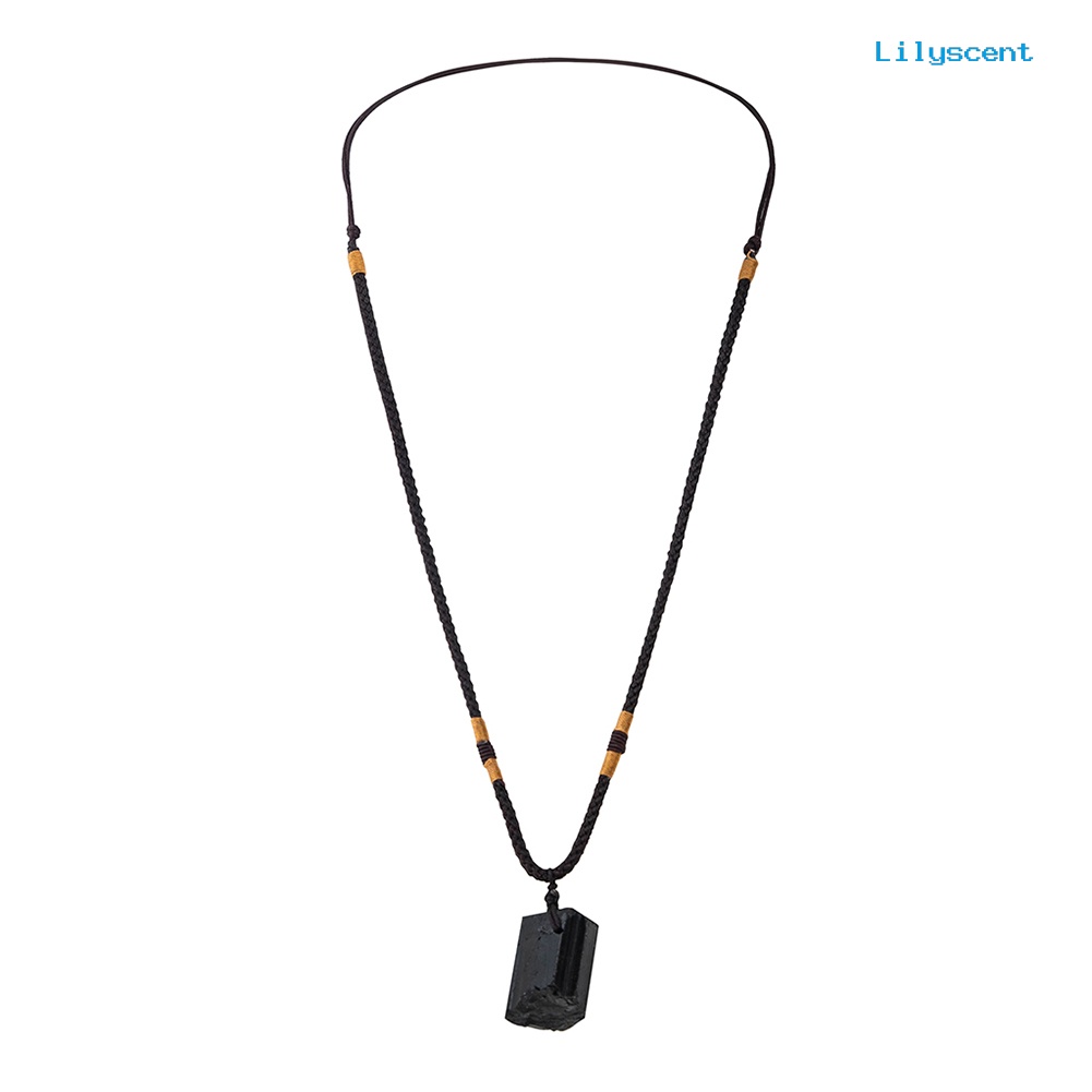 [LS]Natural Tourmaline Pendant Stone Single Circle Chain Kalung Perhiasan