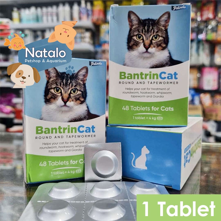 Bantrin Cat 1 Tablet - Obat Cacing Kucing dewormer no drontal catyzole