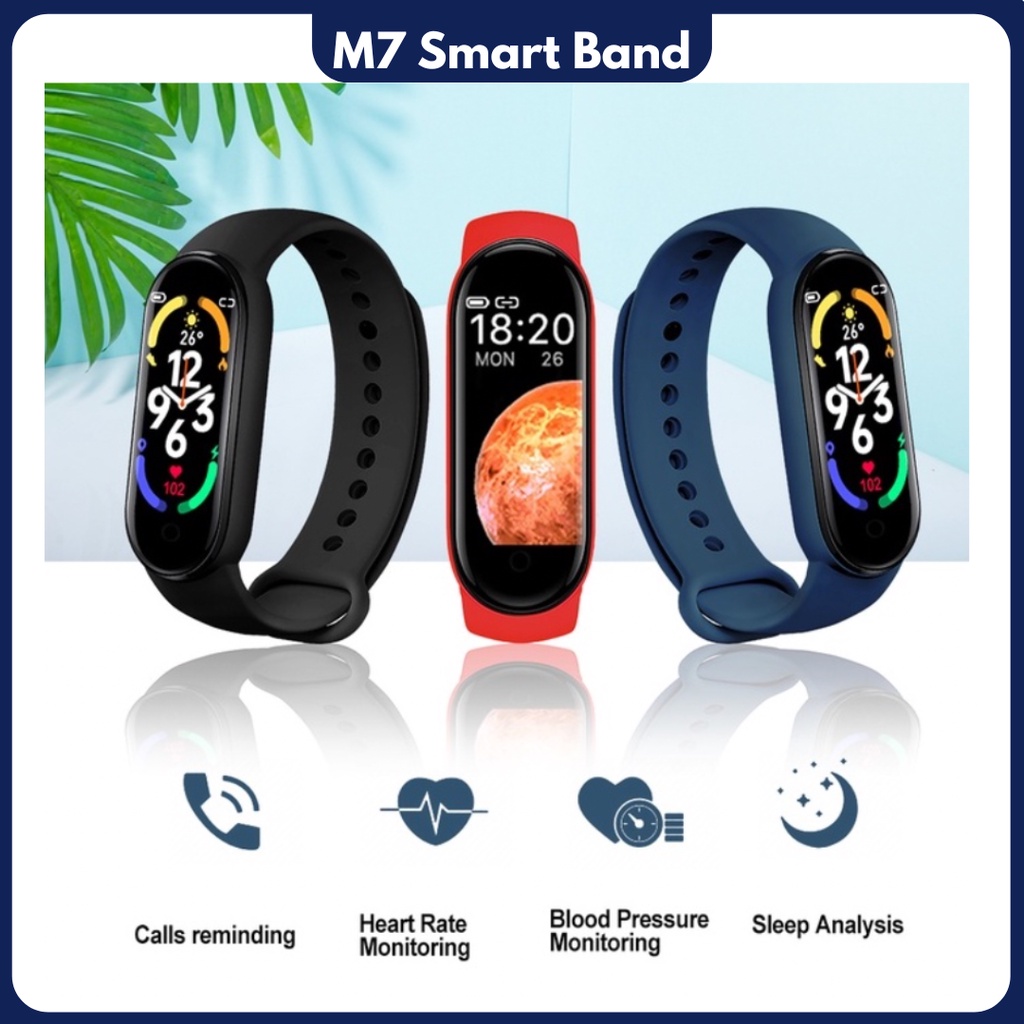 Smartwatch M7 NEW 2022 Play Music Custom Dials Smartband Topspot SmartWatch M7 Bracelet Sport Fitness Pedometer Heart Rate Blood Pressure Monitor Sports Bluetooth Smartband For Women