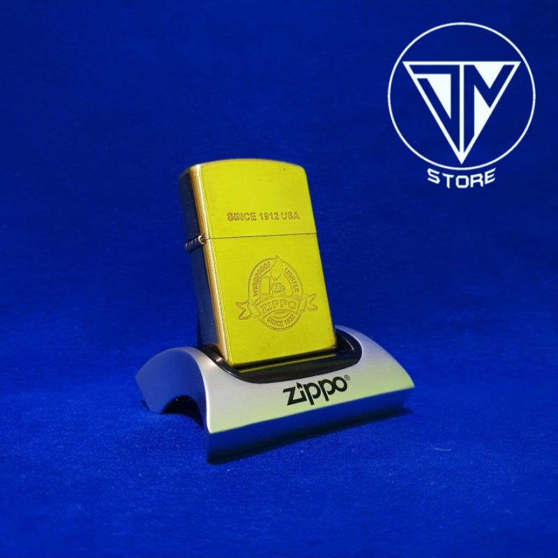 KOREK ZIPPO KLASIK 2 DENTING 2X BUNYI GOLD KEREN