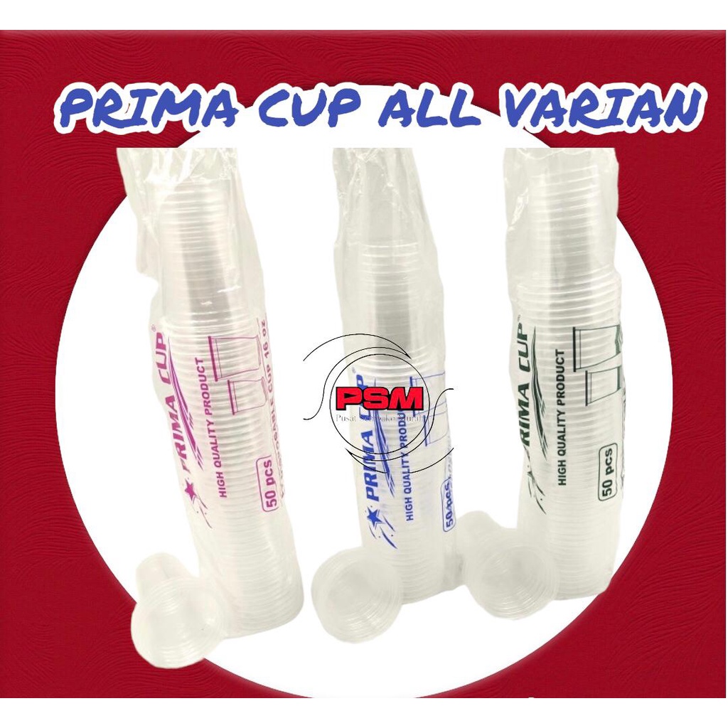 PSM ~ GELAS PRIMA CUP - UKURAN 14 OZ - UKURAN 16 OZ - GELAS JUICE - CUP MINUMAN ISI 50 PCS