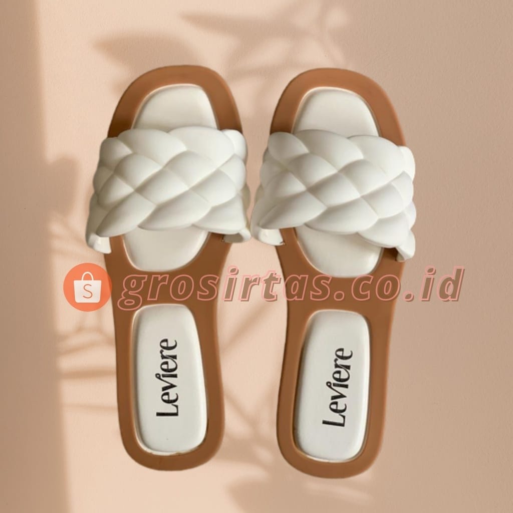 GROSIRTAS TG1462 Sandal Flat Wanita Import Slop Kepang Fashion Leviere