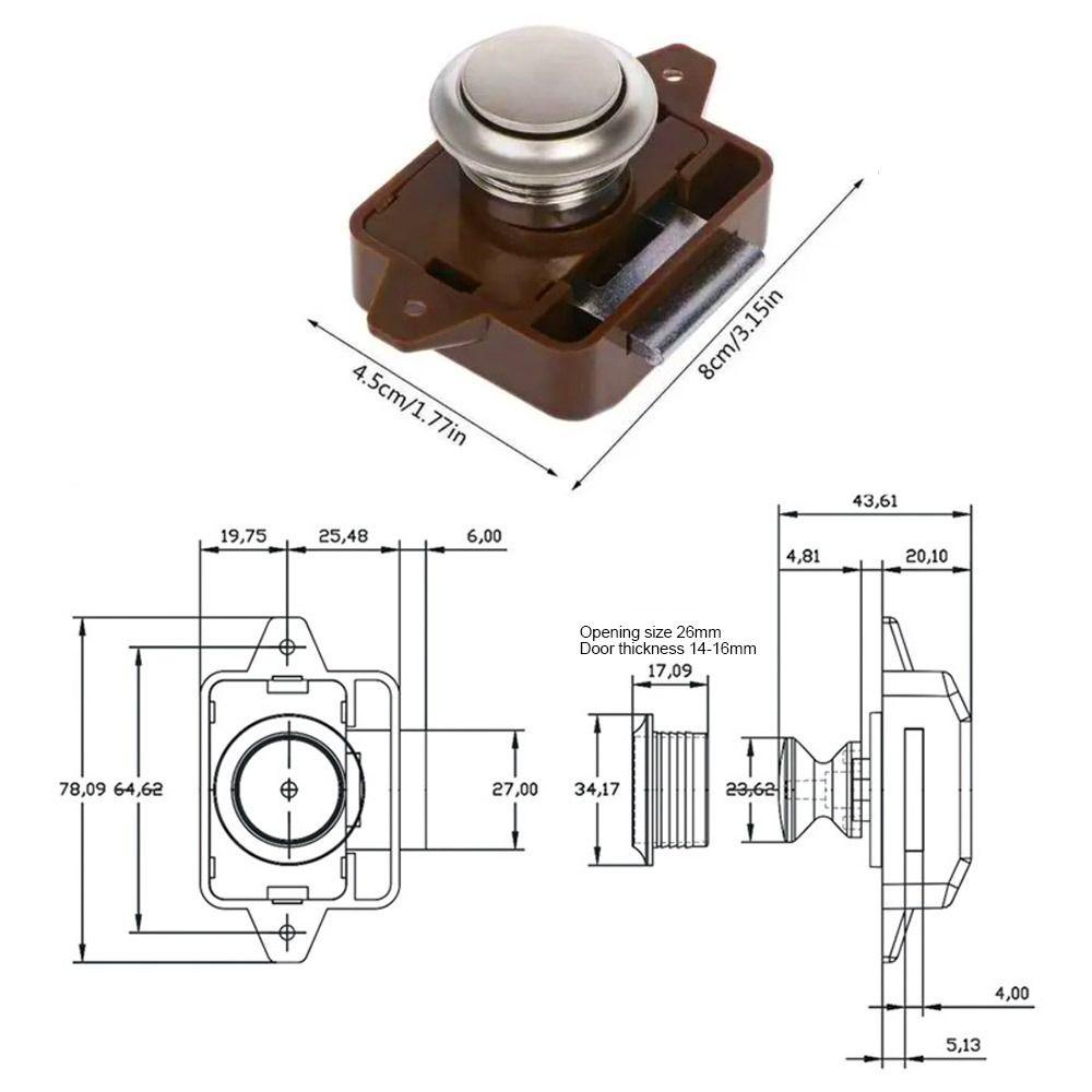 Preva RV Push Lock Furniture Hardware Lemari Perahu Kemping Mobil