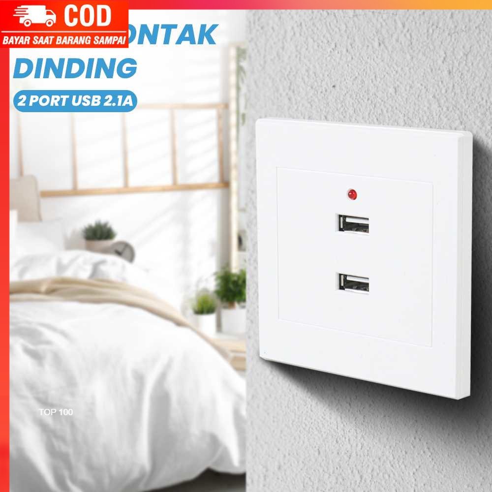 ( 100% BARANG ORI ) Stop Kontak Dinding 2 Port USB Wall Socket 2.1A - ES-USB-2