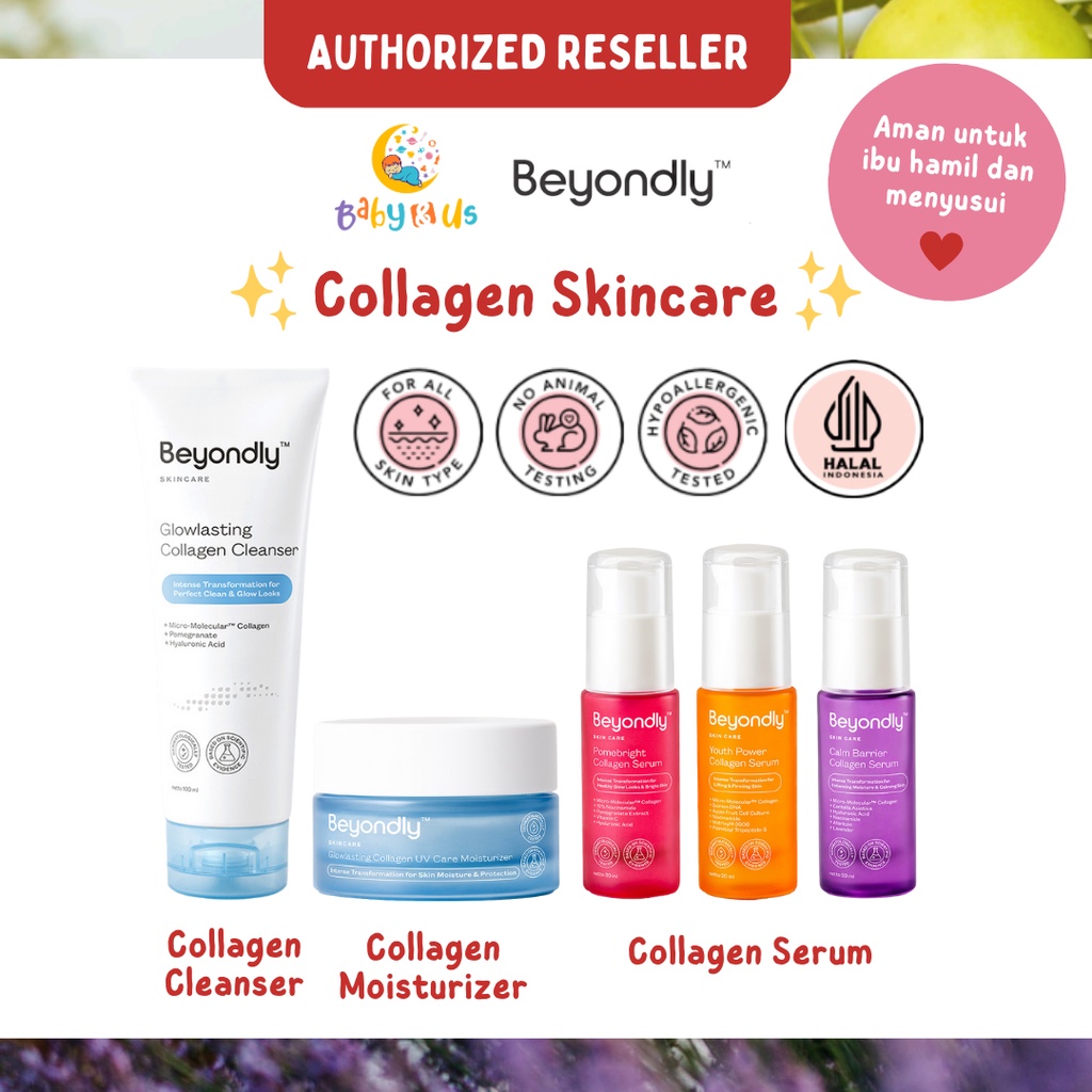 Beyondly Collagen Skincare Series - Perawatan Kulit Kolagen / Cleanser Moisturizer Serum Collagen /