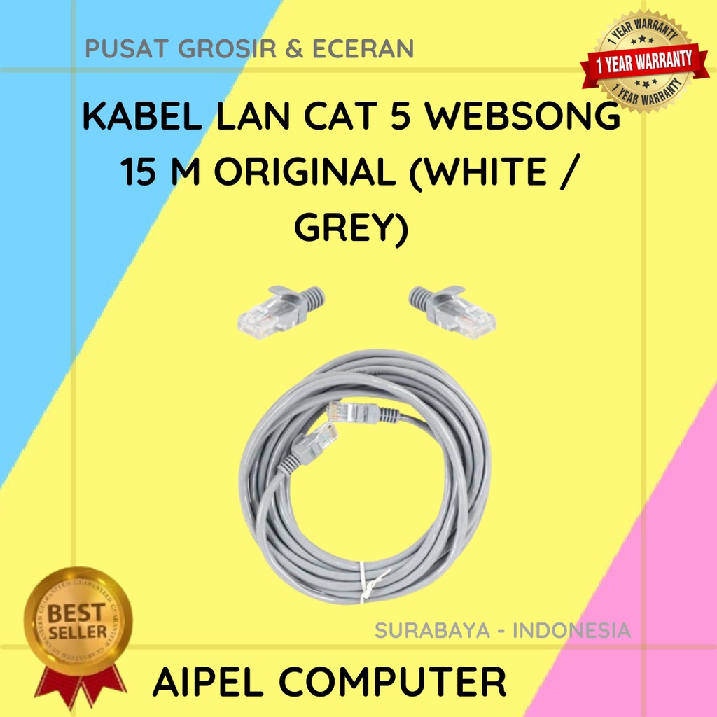 KL5W15 | KABEL LAN CAT 5 WEBSONG 15 M ORIGINAL (WHITE / GREY)