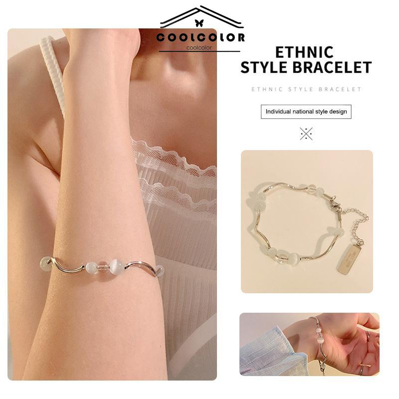 COD❤️Gelang Tangan Manik-Manik Opal Aksen Rumbai Panjang Untuk Wanita Fashion Korea- cl