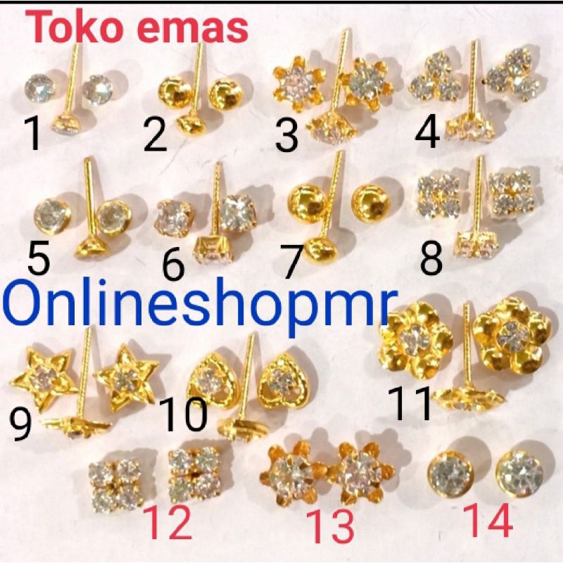 Giwang emas asli kadar 300 model :